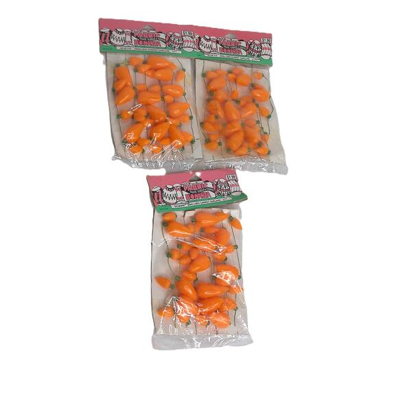 Vintage Small Big Carrot Garland 3 Feet Orange SET OF 3 - Picture 1 of 6